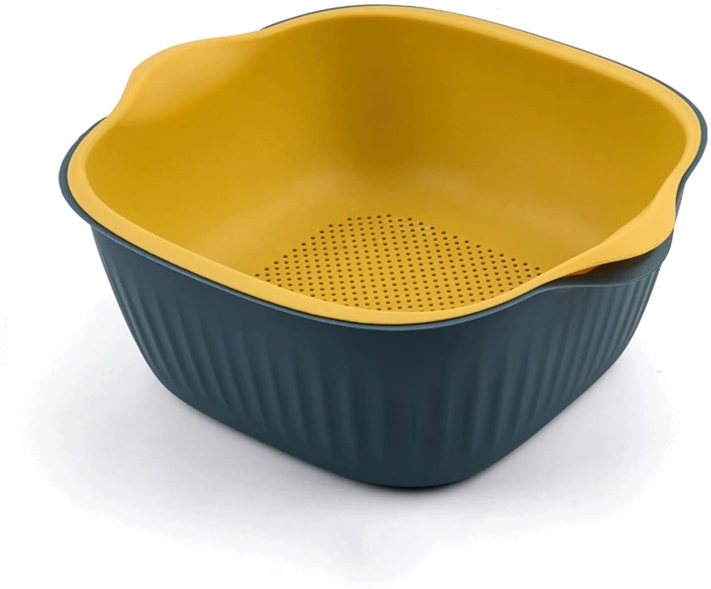 LIHDESTB 2-in-1 Square Plastic Sink Strainer & Colander - Double Layer Removable Drain Basket with Handle for Fruits, Pasta, Vegetables - Perfect for Kitchen Sink, Dish Washing, Food Prep & Draining