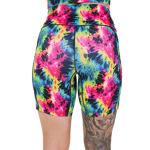 Neon Tie Dye Shorts for Women - High Waisted Summer Casual Shorts | Perfect for Beach, Gym, and Outdoor Activities