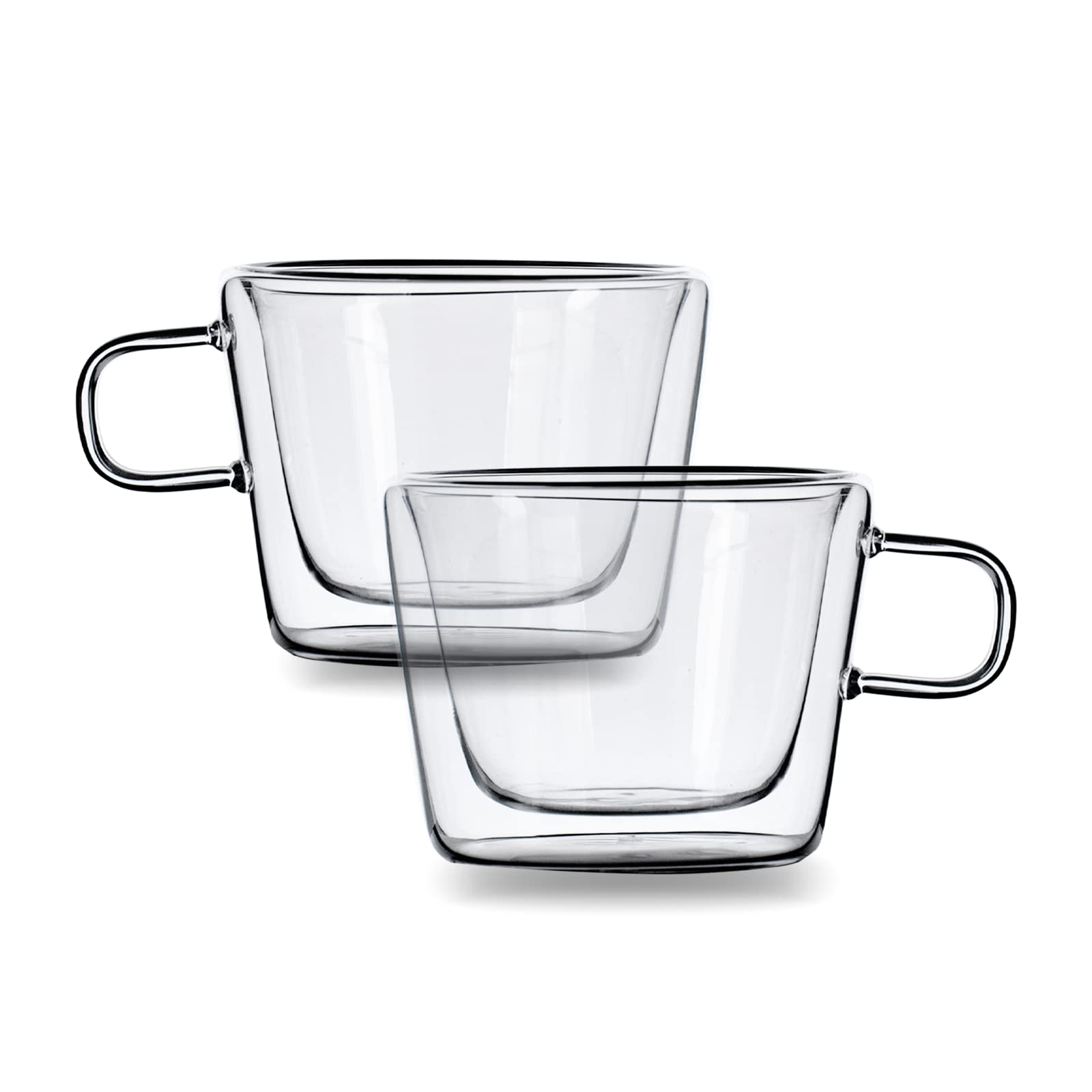 Dorsaer 6oz Double Wall Insulated Glass Espresso Cups - Crystal Clear Coffee Mugs for Latte, Cappuccino, Hot Chocolate, Tea & Juice (Set of 2) - Perfect for Home, Office & Cafe Use