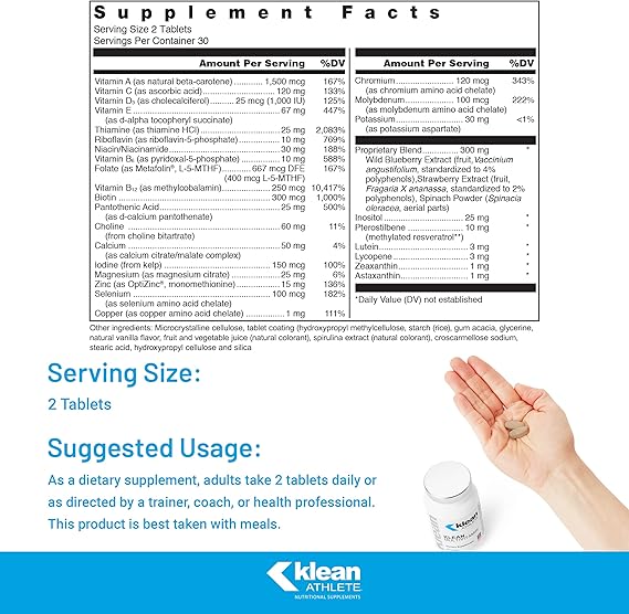 Premium Klean Multivitamin Supplement for Men & Women - Essential Daily Vitamins & Minerals for Energy, Immunity & Overall Health - Perfect for Active Lifestyles & Wellness Routines