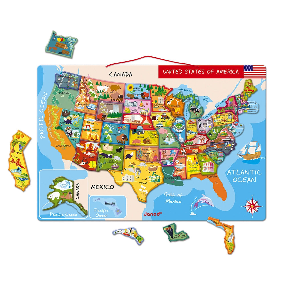 USA Magnetic Map for Refrigerator - Perfect for Home, Office & Classroom Geography Learning & Decor