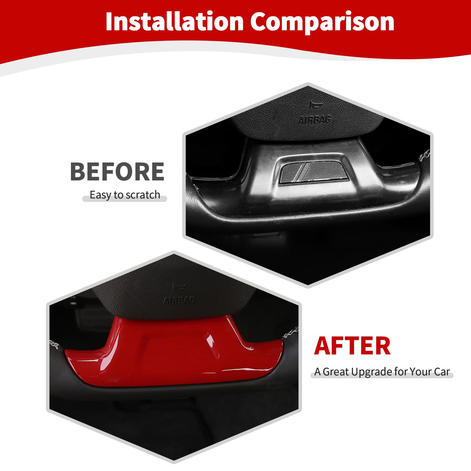 RT-TCZ Red Steering Wheel Panel Trim Sticker for 2017+ Chevy Camaro | Interior Accessories Upgrade | Perfect for Car Enthusiasts & Customization Projects