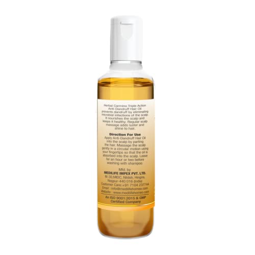 Carmino Anti Dandruff Hair Oil for Scalp Treatment - 100ml (Pack of 2) - Natural Itchy Scalp Relief & Hair Growth Solution - Perfect for Dry, Flaky Scalp & Dandruff Control at Home