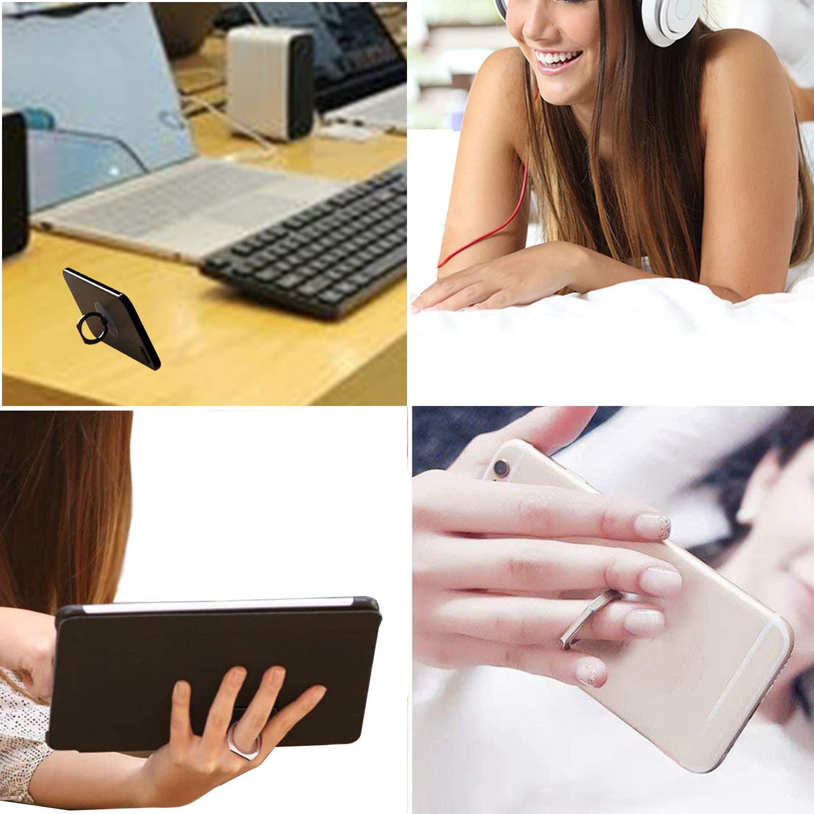Clear Phone Ring Holder with Kickstand - 360° Rotating Finger Grip Stand for iPhone, Samsung & Tablets (Round, Transparent) - Perfect for Hands-Free Viewing, Gaming & Selfies