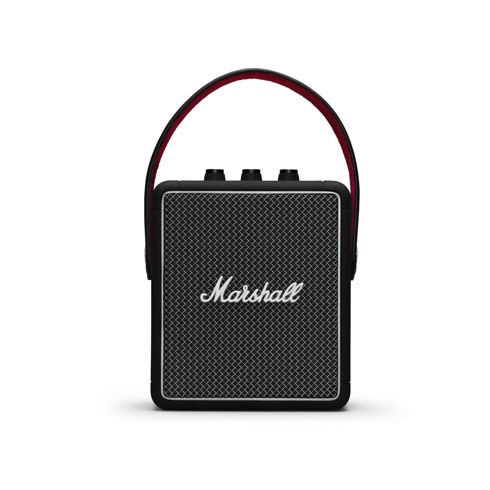 Marshall Stockwell II Portable Bluetooth Speaker - Wireless Outdoor Speaker with 20+ Hours Playtime, IPX4 Waterproof, Compact Design for Travel, Camping, and Home Use - Black