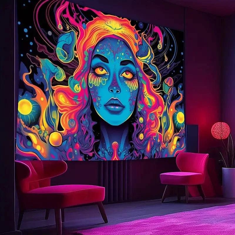 Groovy Blacklight Poster for Room Decor - Psychedelic UV Glow Art for Bedroom, Party & Rave - Perfect for Hippie, 60s & 70s Theme Decorations