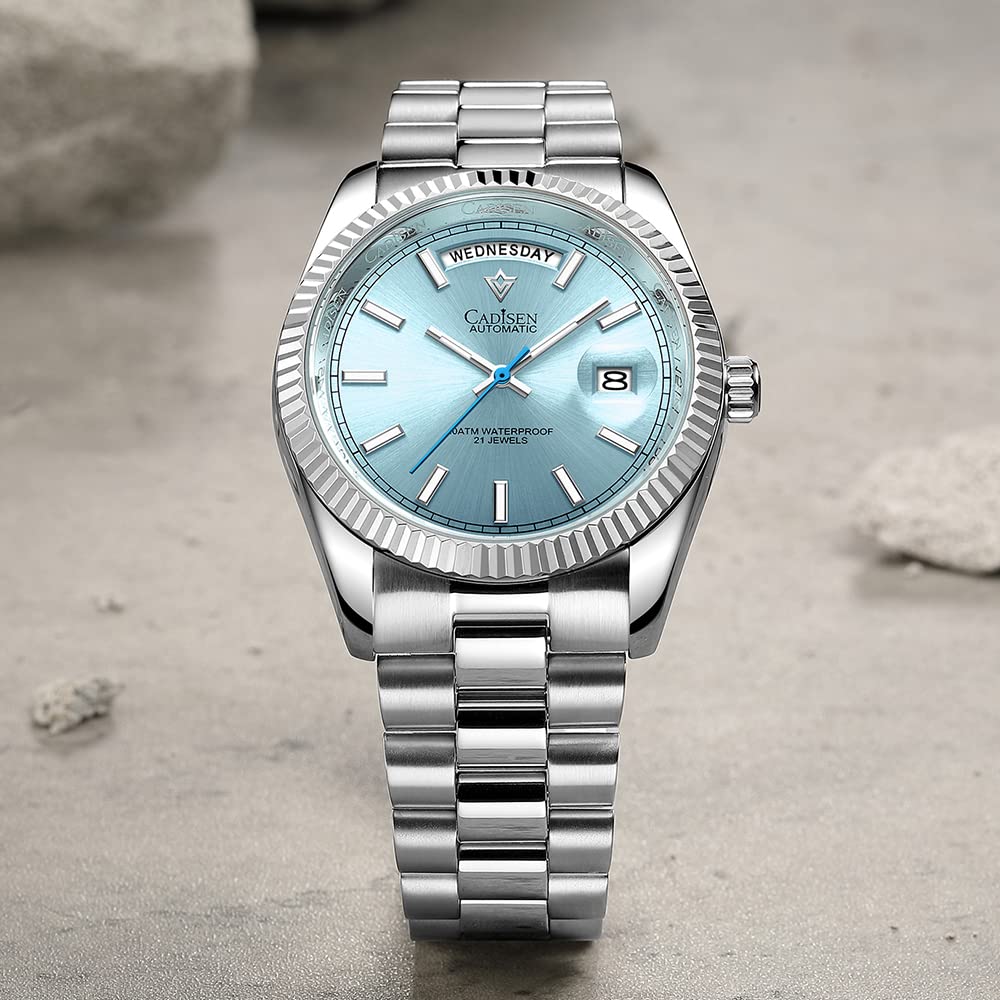 CADISEN Men's Automatic Watch - Sapphire Crystal Luxury Mechanical Wristwatch, Stainless Steel Waterproof Dress Watch for Business & Casual Wear | Perfect for Office, Dating & Formal Events