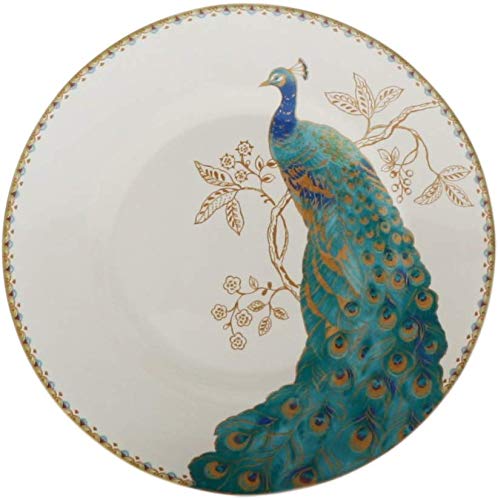 222 Fifth Peacock Garden Fine Porcelain Salad & Luncheon Plates - 8.675