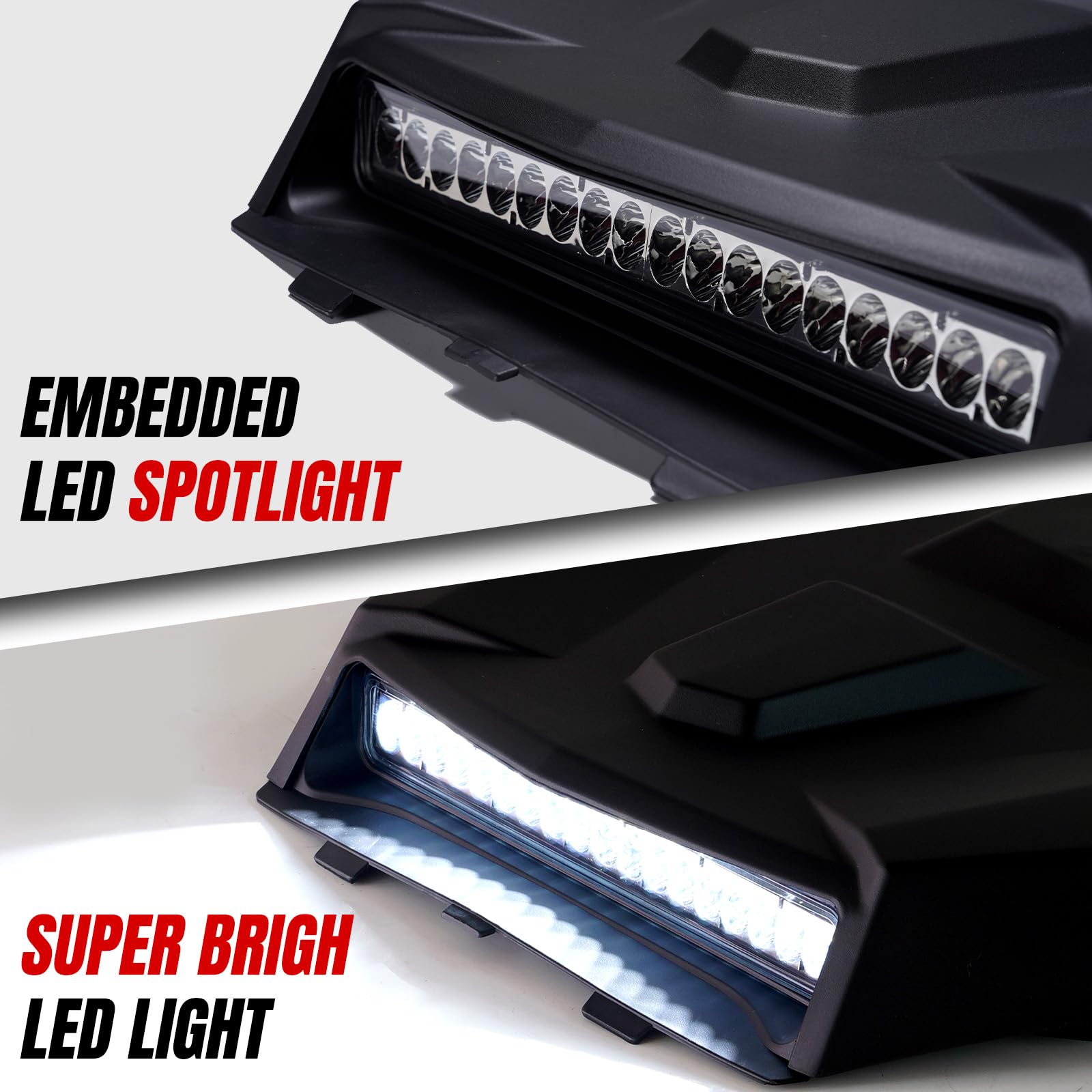 Polaris General 1000 Hood Scoop with LED Spotlight - Front Hood Cover Accessory for 2016-2018 Polaris General 4 1000 EPS - Off-Road UTV Light Upgrade for Night Riding & Trail Adventures