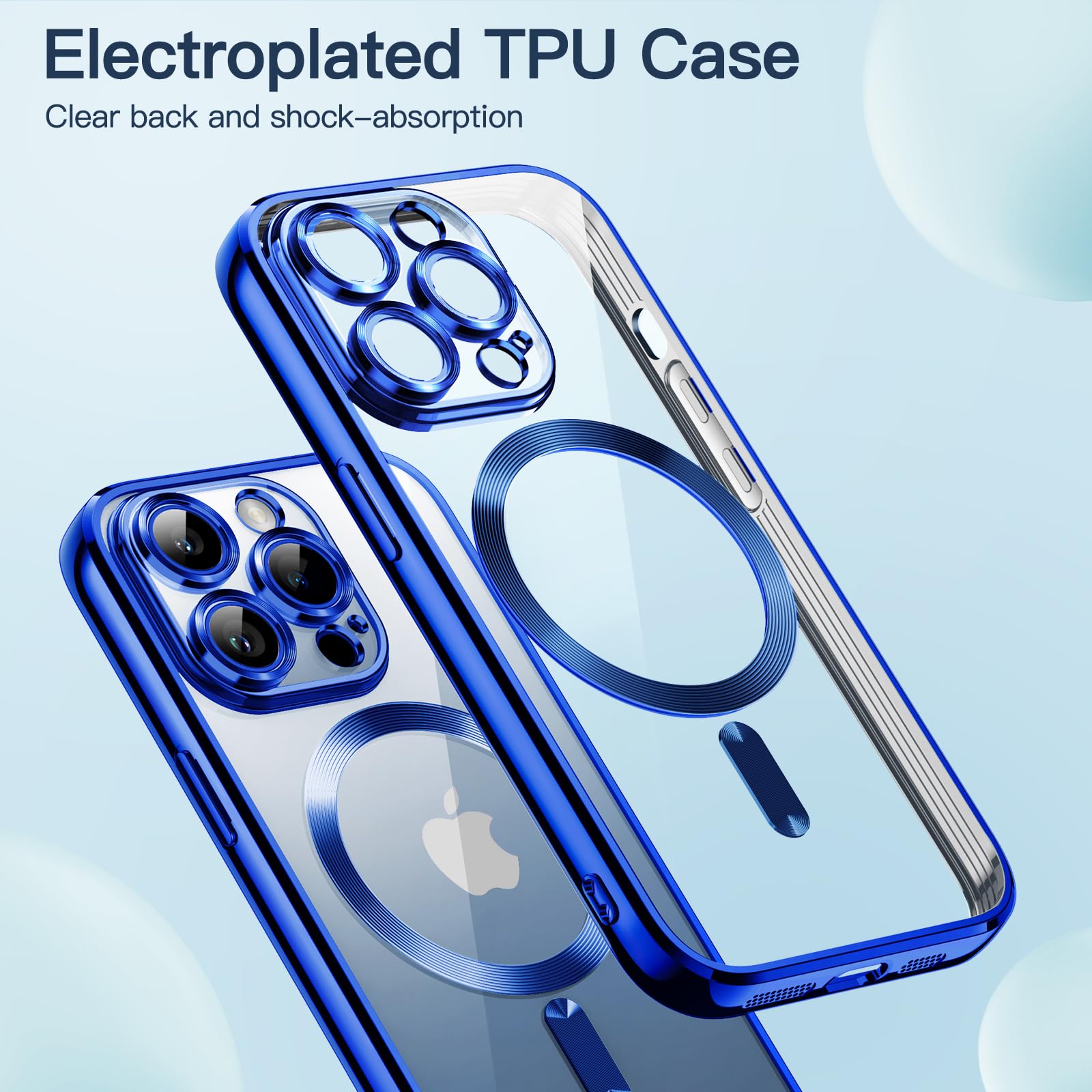 JETech Ultra Slim Clear Case for iPhone 13 Pro 6.1-Inch | MagSafe Compatible | Shockproof TPU Cover with Full Camera Protection | Deep Blue | Perfect for Everyday Use, Wireless Charging & Drop Protection