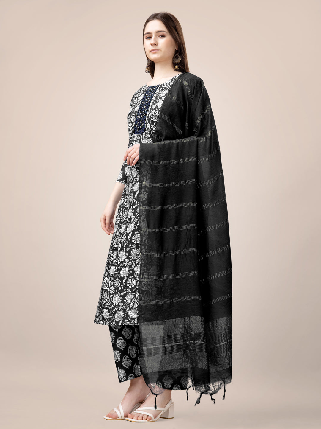Stylish Black Embroidered Pant Suit with Fancy Lace Detailing - Elegant Women's Formal Wear for Weddings, Parties & Office Events