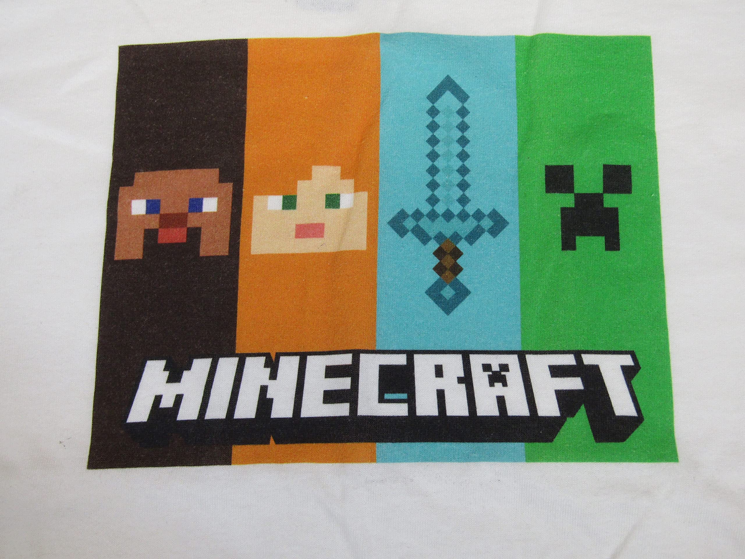 Minecraft Flat Panels Boys' White T-Shirt - Comfortable Gaming Tee for Kids & Teens - Perfect for Casual Wear, Gaming Events & School