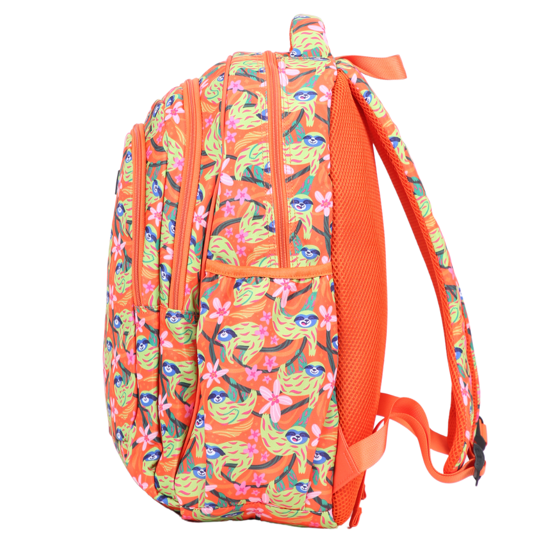 Premium Green Sloth Print Large School Backpack for Teens & Adults - Durable Laptop Backpack with Multiple Pockets for College, Work & Travel
