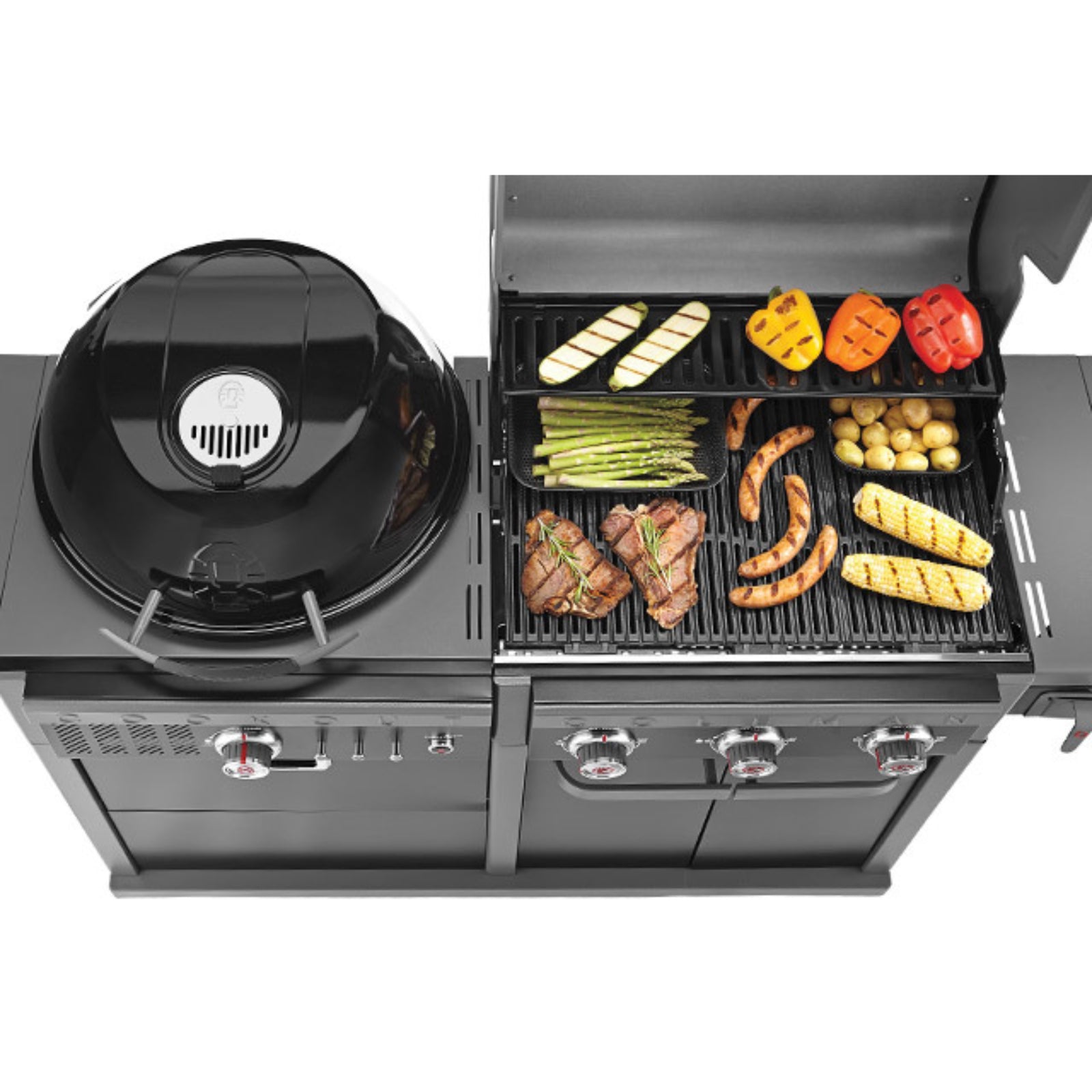 Coleman Revolution Dual Fuel Gas & Charcoal BBQ Grill - Black Gloss Finish - Portable Outdoor Camping & Backyard Grilling REVDFBGL
