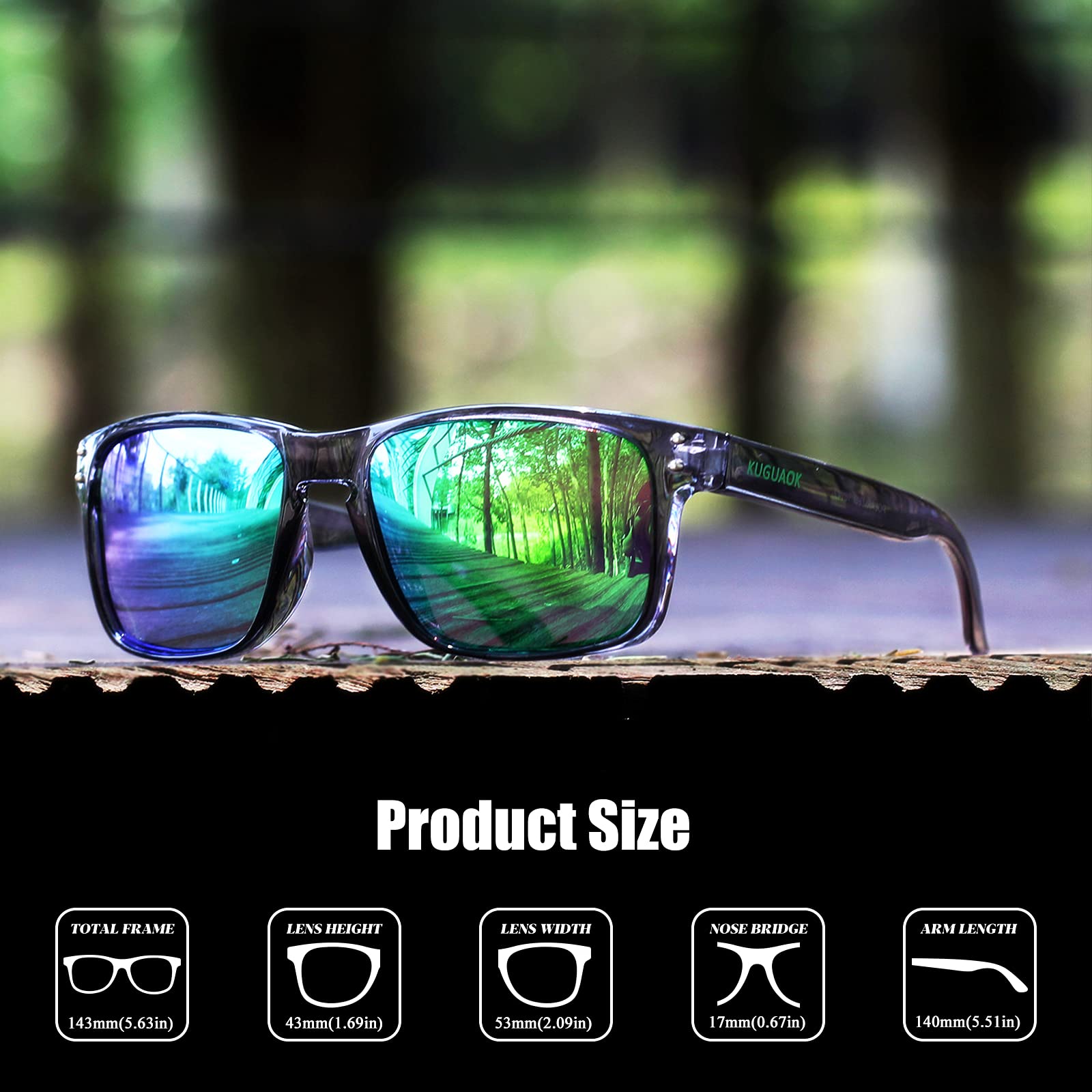 Polarized Square Sunglasses for Men & Women - UV Protection for Outdoor Sports