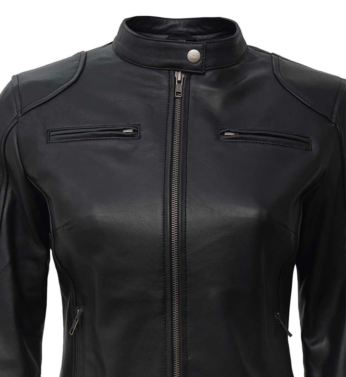 Genuine Women's Real Leather Jacket - Slim Fit Biker Coat for Ladies - Motorcycle Jacket with Short Cut | Perfect for Riding, Casual Outfits & Fashion Statements