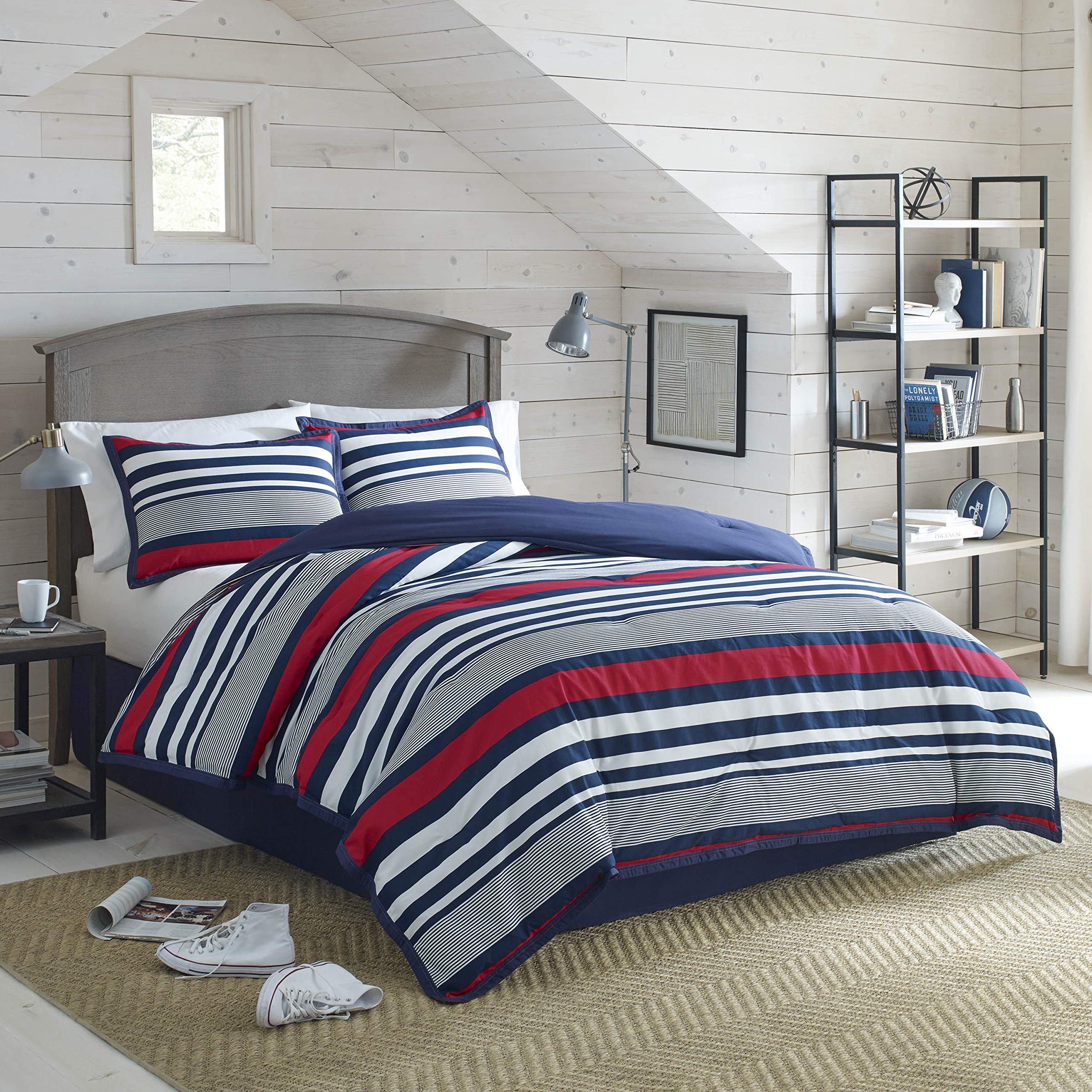 IZOD Varsity Stripe Queen Size Comforter Set - Soft Bedding Collection for Cozy Bedroom Decor | Perfect for Guest Rooms, Dorms & Master Bedrooms