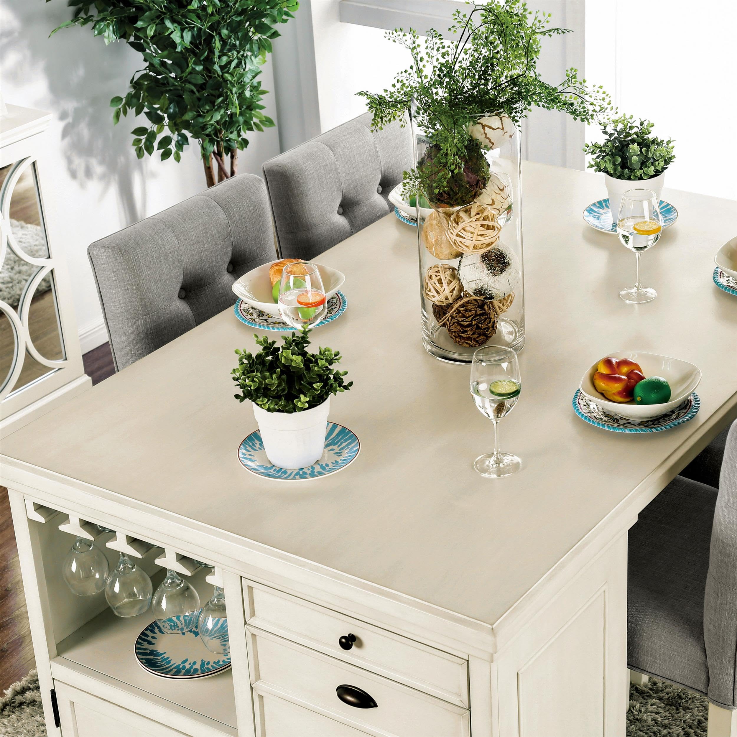 Furniture of America Ronan Wood Counter Height Dining Table in Antique White - Perfect for Kitchen, Breakfast Nook & Small Space Dining