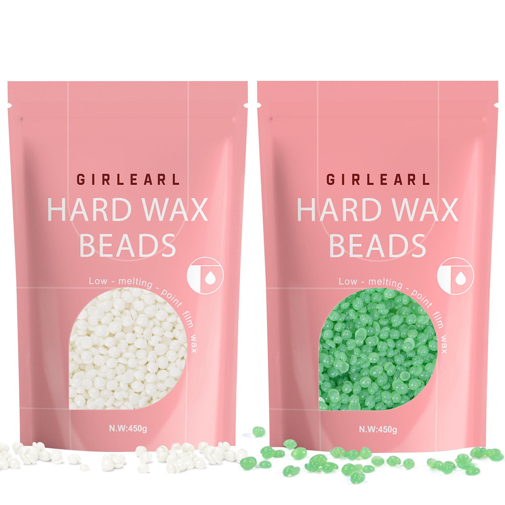 Premium Hard Wax Beads 2-Pack (1lb Unscented for Coarse Hair & 1lb Aloe Vera for Sensitive Skin) - Full Body, Face, Brazilian, Legs & Eyebrow Hair Removal - At-Home Waxing Kit for Smooth Skin