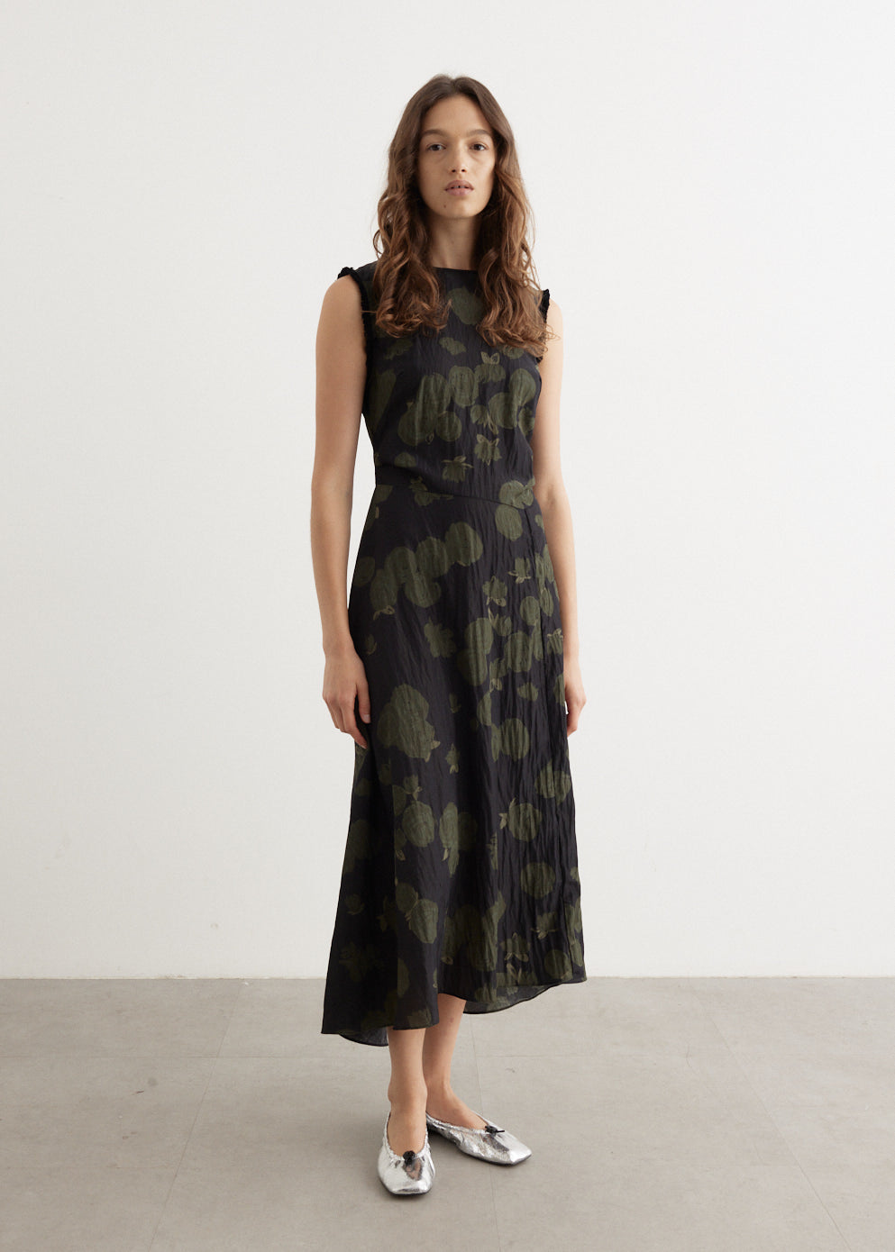 Atina Women's Floral Print Dress - Forest Night Rose Green (C5035-24180) | Elegant Summer Dress for Parties, Weddings & Casual Outings