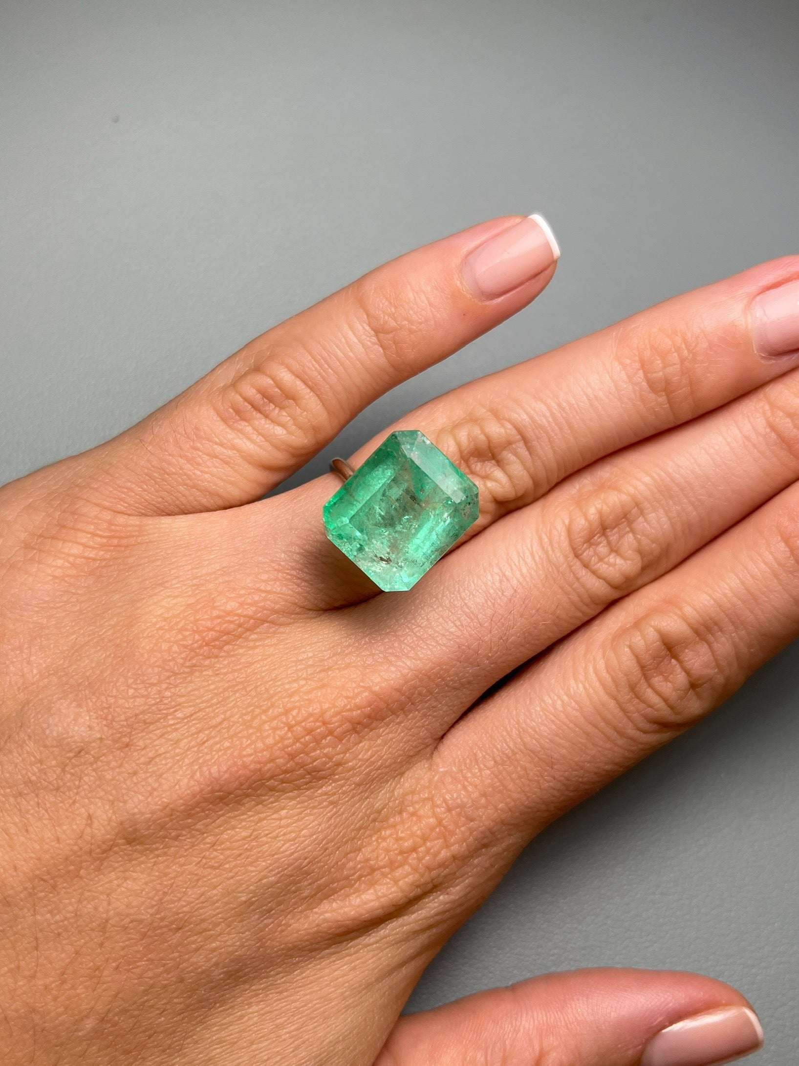 17.64 Carat Loose Colombian Emerald - 17x14.5mm Earthy Green Emerald Cut Gemstone for Jewelry Making & Engagement Rings