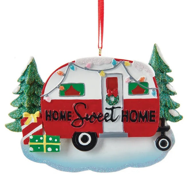 4 Pack Personalized Home Sweet Home Camper Ornaments - Perfect for RV, Travel Trailer & Christmas Tree Decorations
