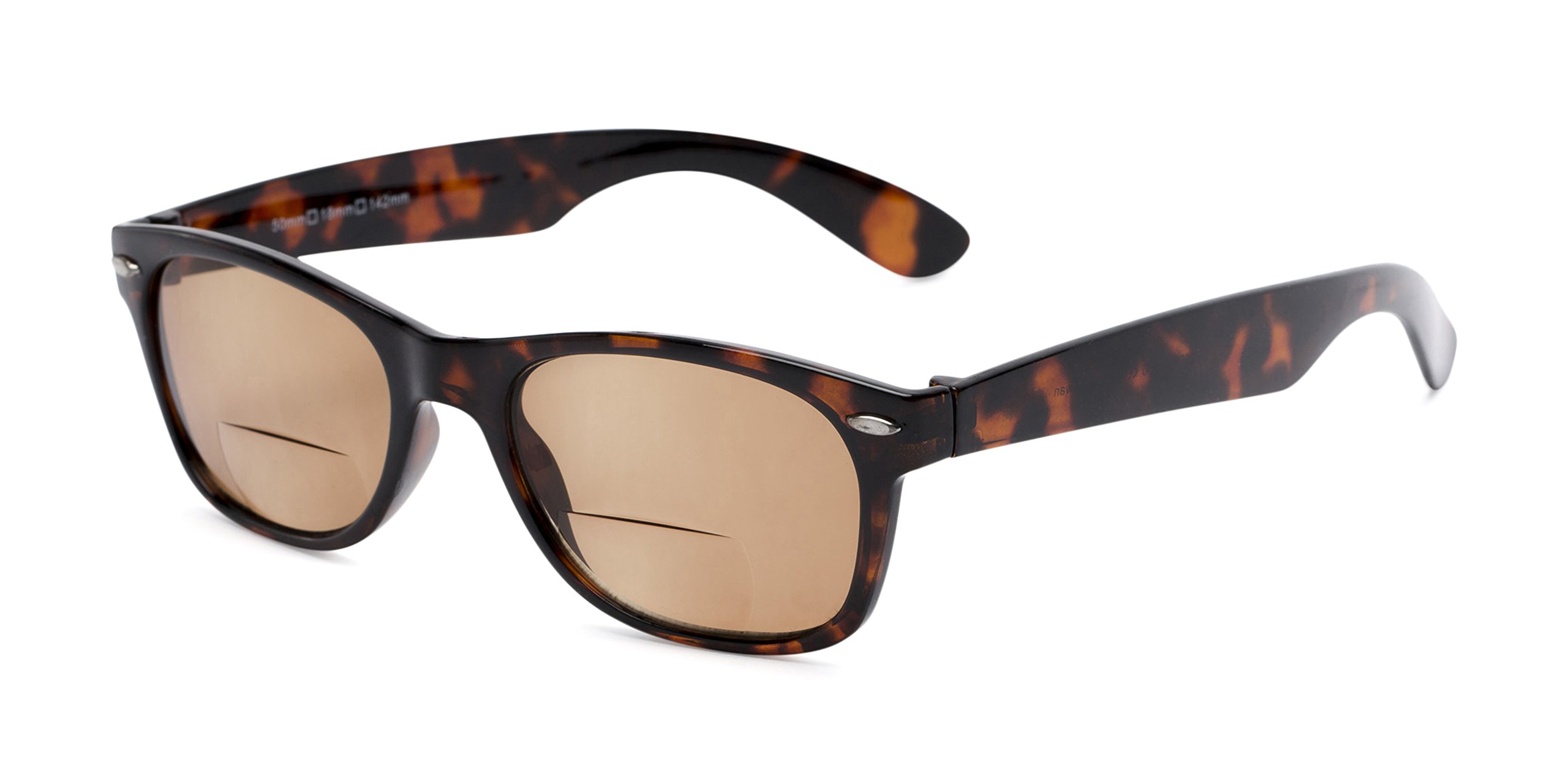Joliet Bifocal Reading Sunglasses - Retro Square Plastic Frame for Men & Women | Tortoise & Amber Lens (1.25 Magnification) - Perfect for Outdoor Reading, Gardening, and Driving