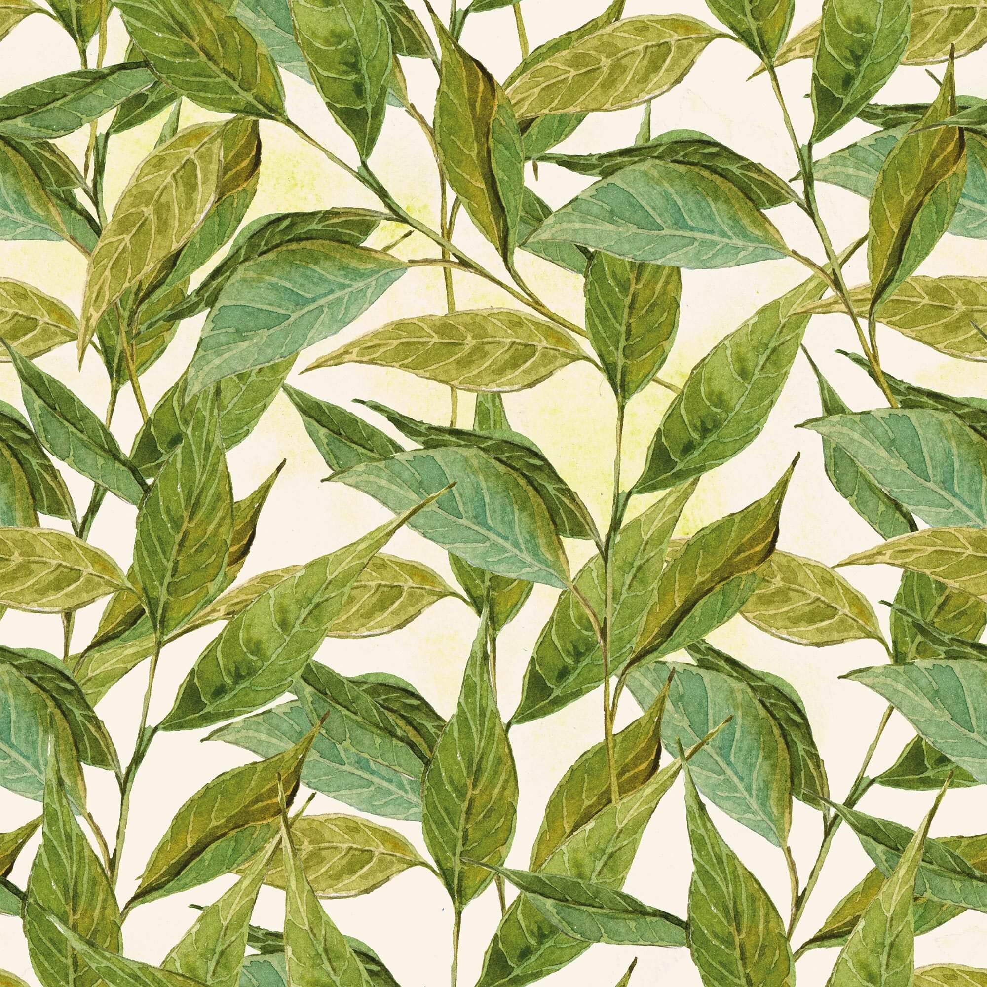 Green and Beige Leaf Floral Peel and Stick Removable Wallpaper - Self-Adhesive Decorative Wall Covering for Bedroom, Living Room, Nursery & Home Decor