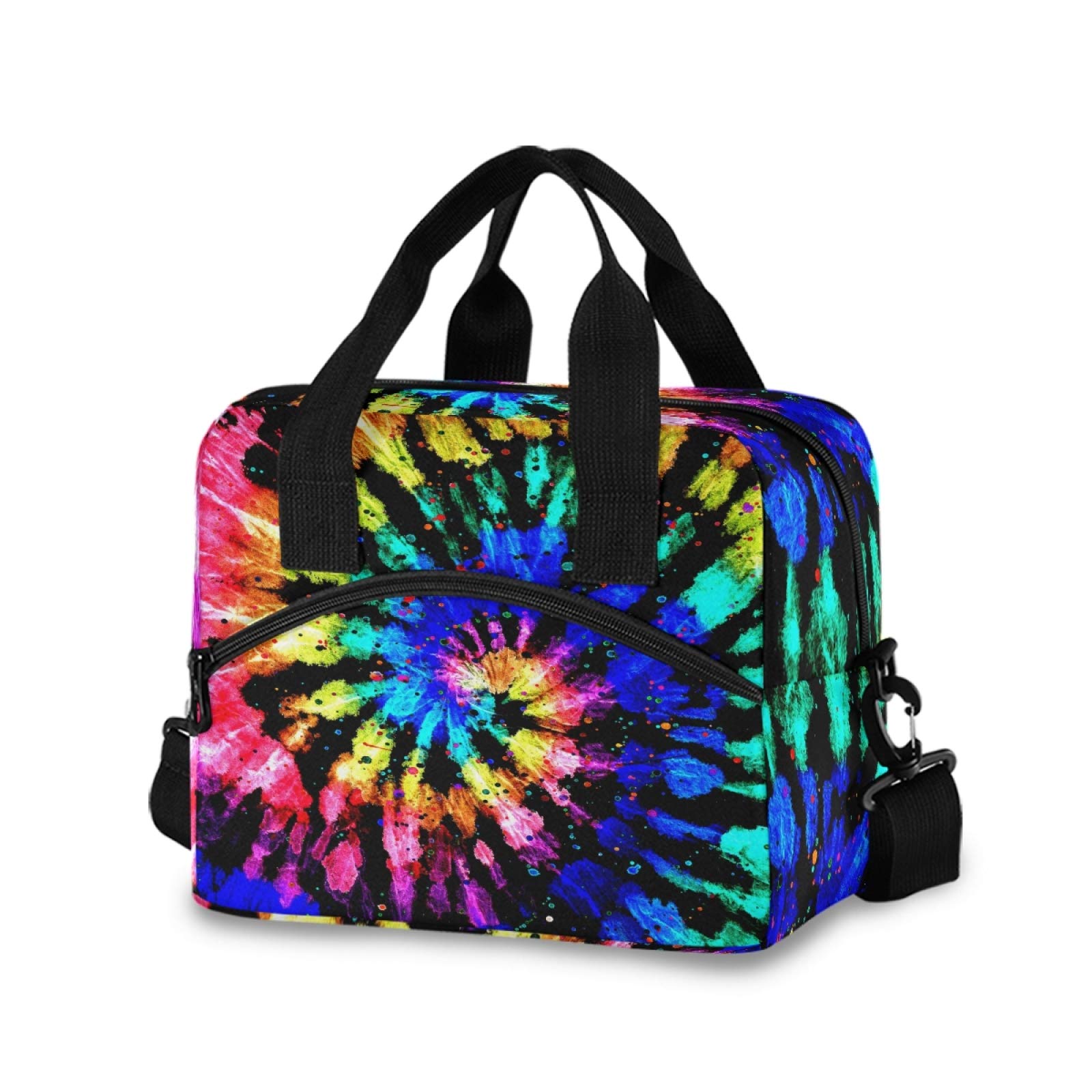 **Vibrant Tie-Dye Boho Hippie Insulated Lunch Bag - Leakproof Cooler Lunchbox with Adjustable Shoulder Strap for Work, Travel & Picnics - Reusable Eco-Friendly Tote for Adults & Kids**
