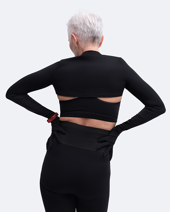 Women's Glove Sleeve Crop Top - Fashionable Long Sleeve Bodycon Shirt for Gym, Yoga & Streetwear Outfits