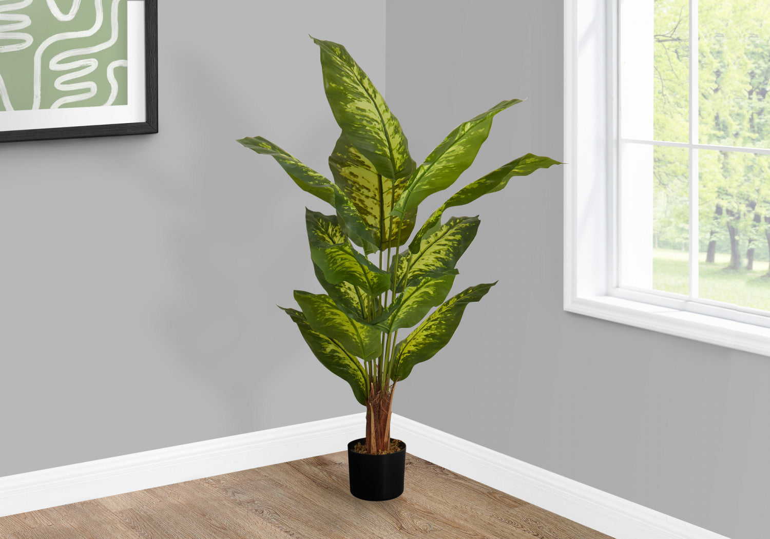 47 Evergreen Artificial Plants in 5 Black Pots - Realistic Fake Greenery for Home Decor, Office, Living Room, Bedroom & Indoor Spaces