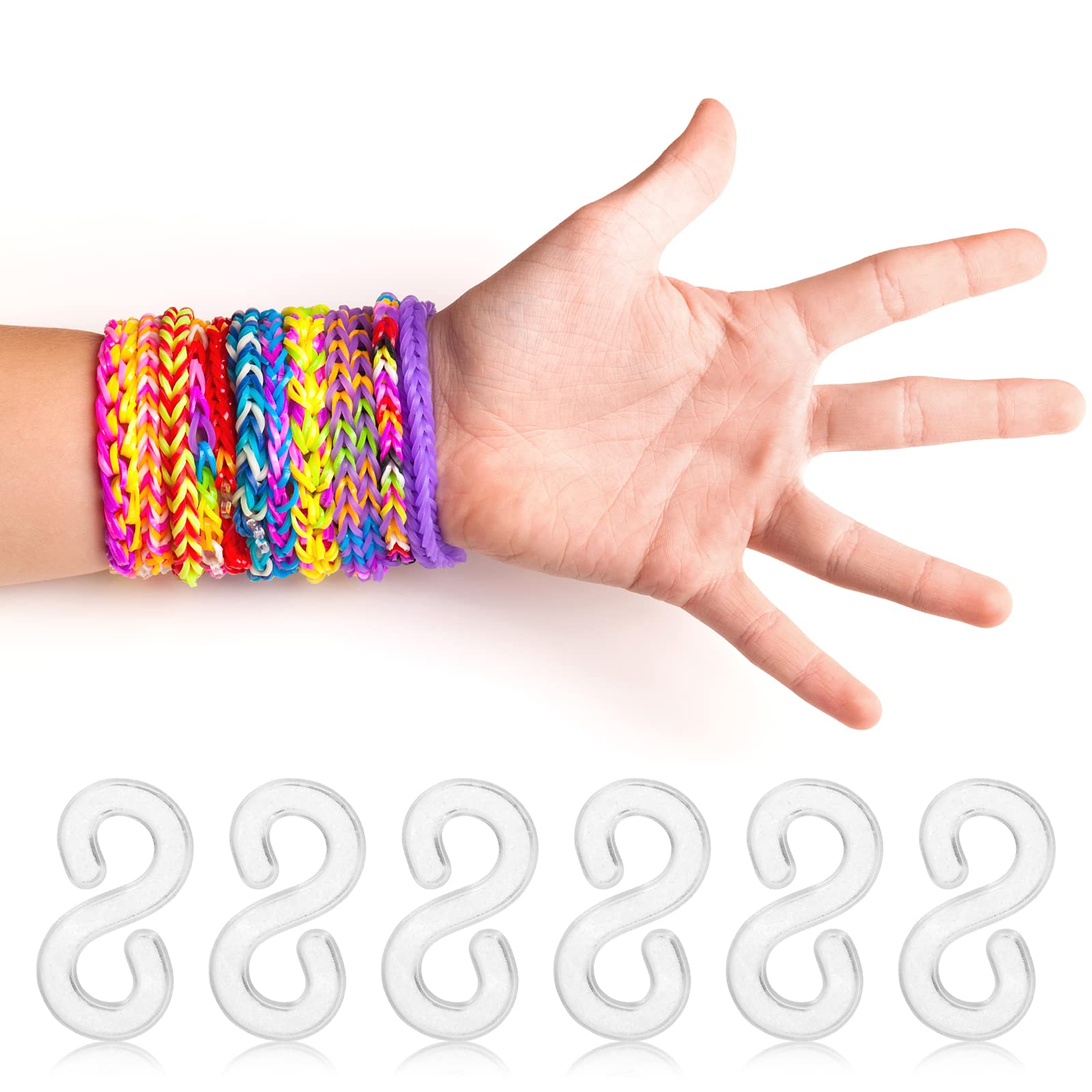 500PCS S Clips for Rubber Band Bracelets - Loom Bands Connectors Refills, DIY Bracelet Hooks & Clasps - Perfect for Kids Crafts, Rainbow Loom Jewelry Making & Friendship Bracelets