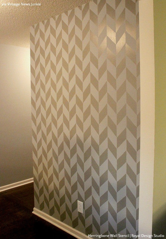 Herringbone Pattern Wall Stencils - Reusable DIY Painting Template for Home Decor, Geometric Wall Art, Accent Walls | Perfect for Living Room, Bedroom, Nursery & Office Design