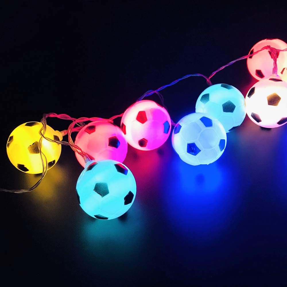 16.4 Ft 50 LED Football Shaped String Lights - Battery Operated Multicolor Indoor/Outdoor Decor for Halloween, Christmas, Thanksgiving, Kids Bedroom & Party Decorations - Perfect for Sports Themed Events, Game Nights & Seasonal Celebrations