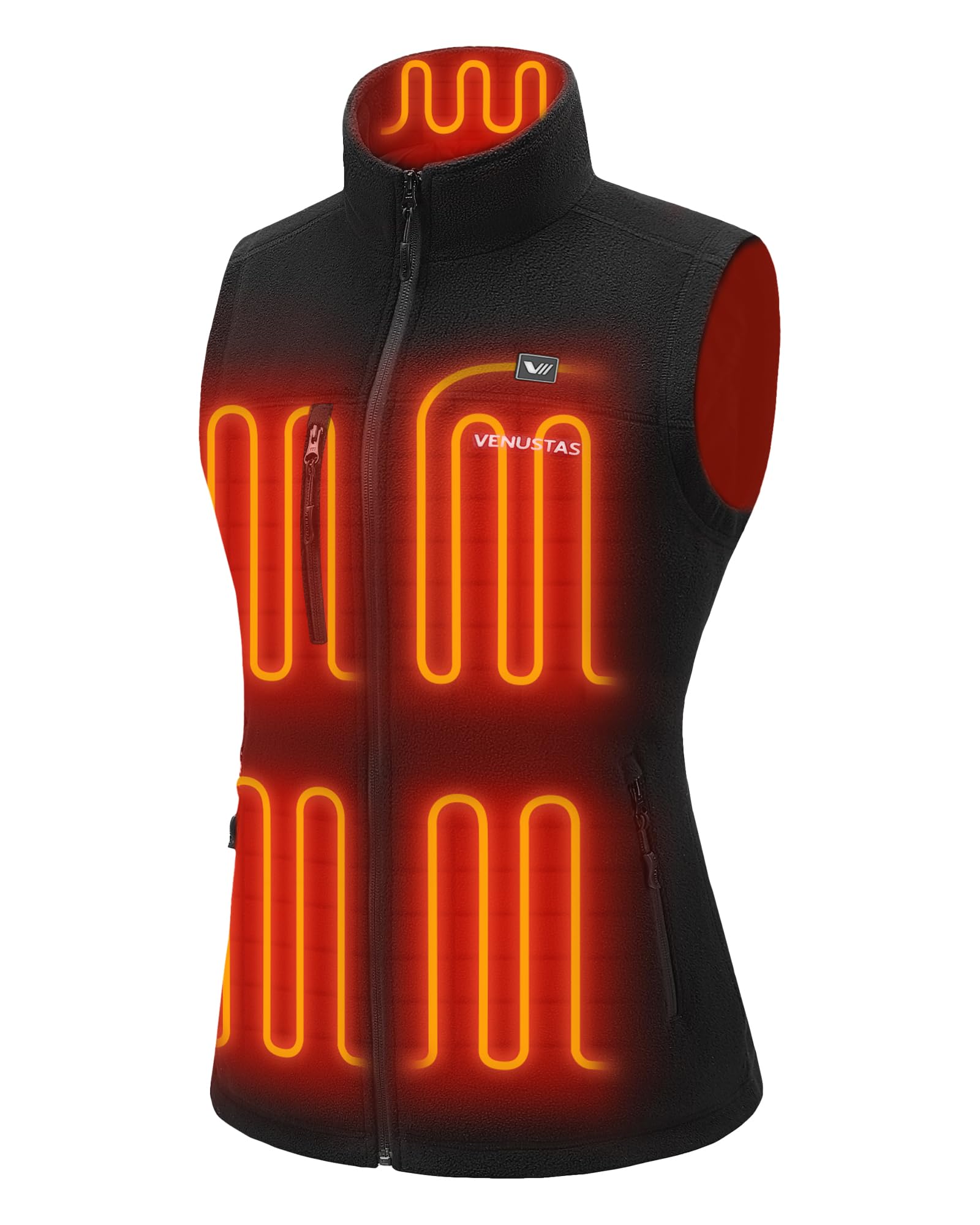 Venustas Women's Heated Vest with 6 Heating Zones - Lightweight Electric Fleece Jacket with Rechargeable Battery for Outdoor, Hiking & Winter Activities
