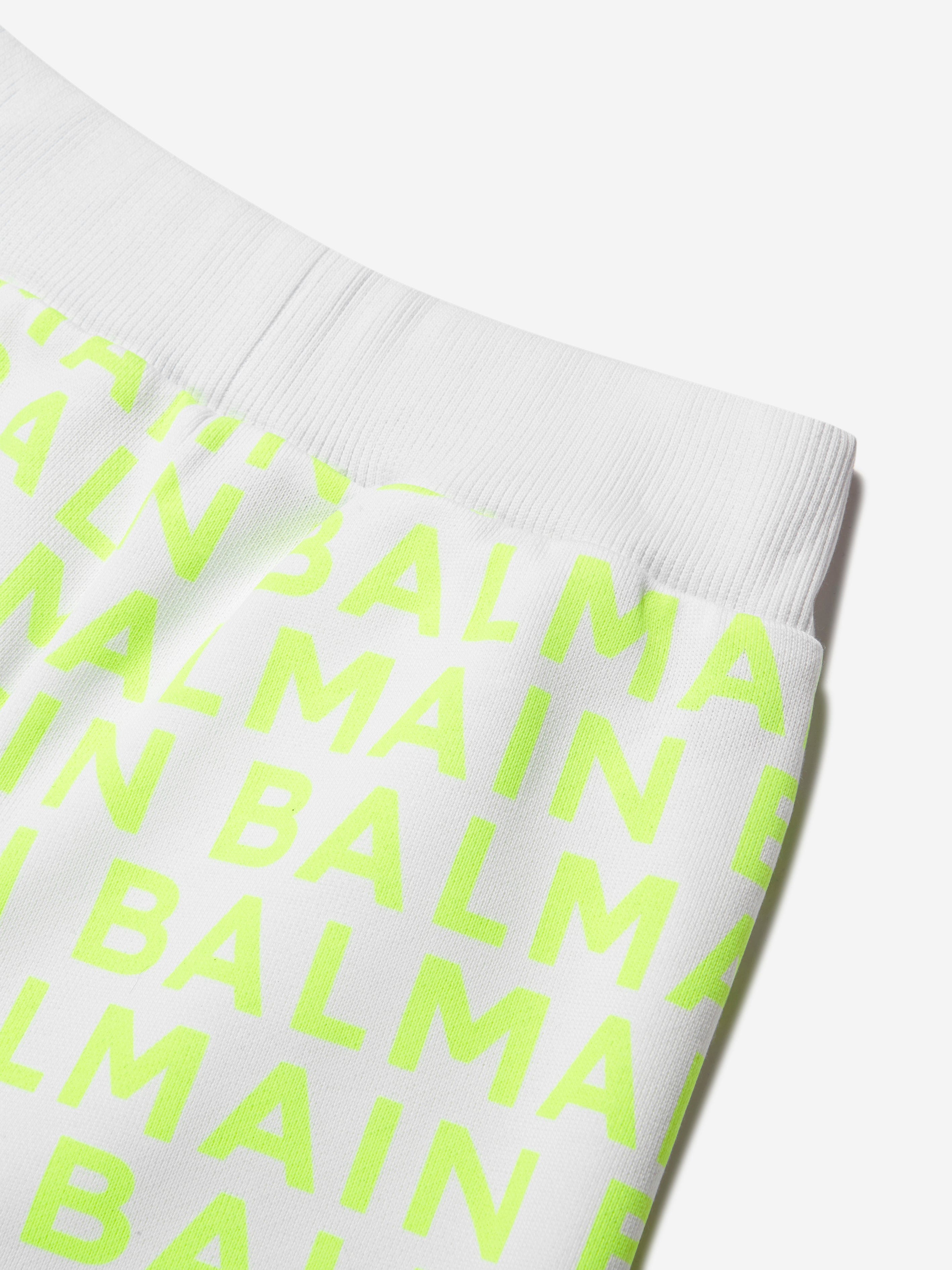 Balmain Boys Logo Jersey Shorts - White Cotton Athletic Shorts for Kids | Perfect for Sports, Gym & Casual Wear