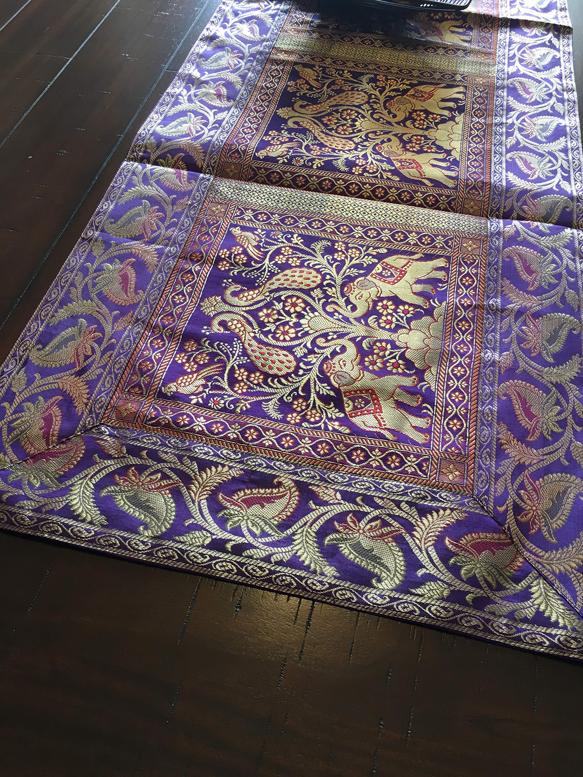 Elegant Purple Table Runner & Wall Tapestry - Handmade Home Decor for Dining Table, Wedding, Party & Bohemian Room Decoration