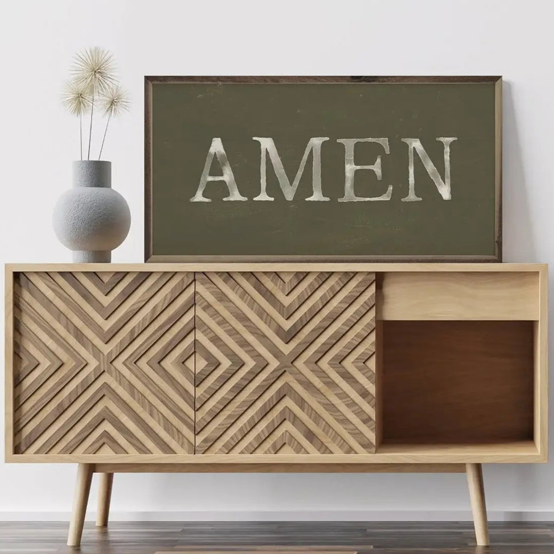 Amen Wood Framed Print - Inspirational Wall Art Decor for Home, Office & Church - Perfect for Living Room, Bedroom & Prayer Space