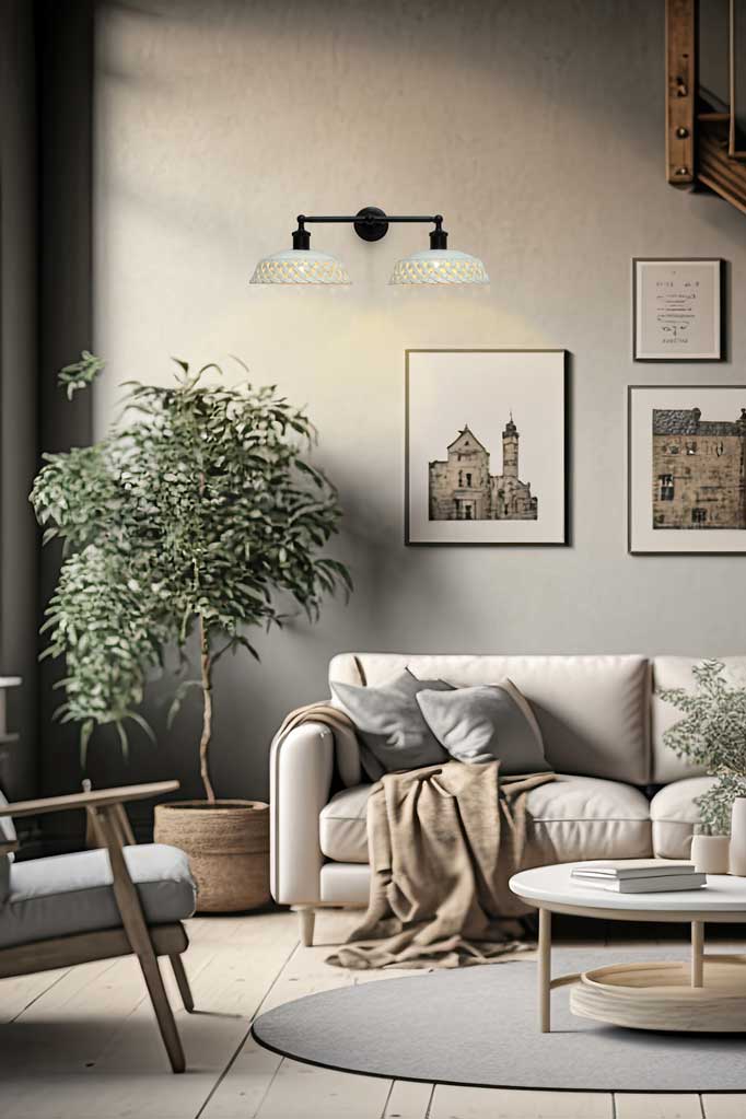 Amalfi Ceramic Double Swivel Arm Wall Sconce - Modern Adjustable Wall Light Fixture for Living Room, Bedroom, or Hallway Lighting