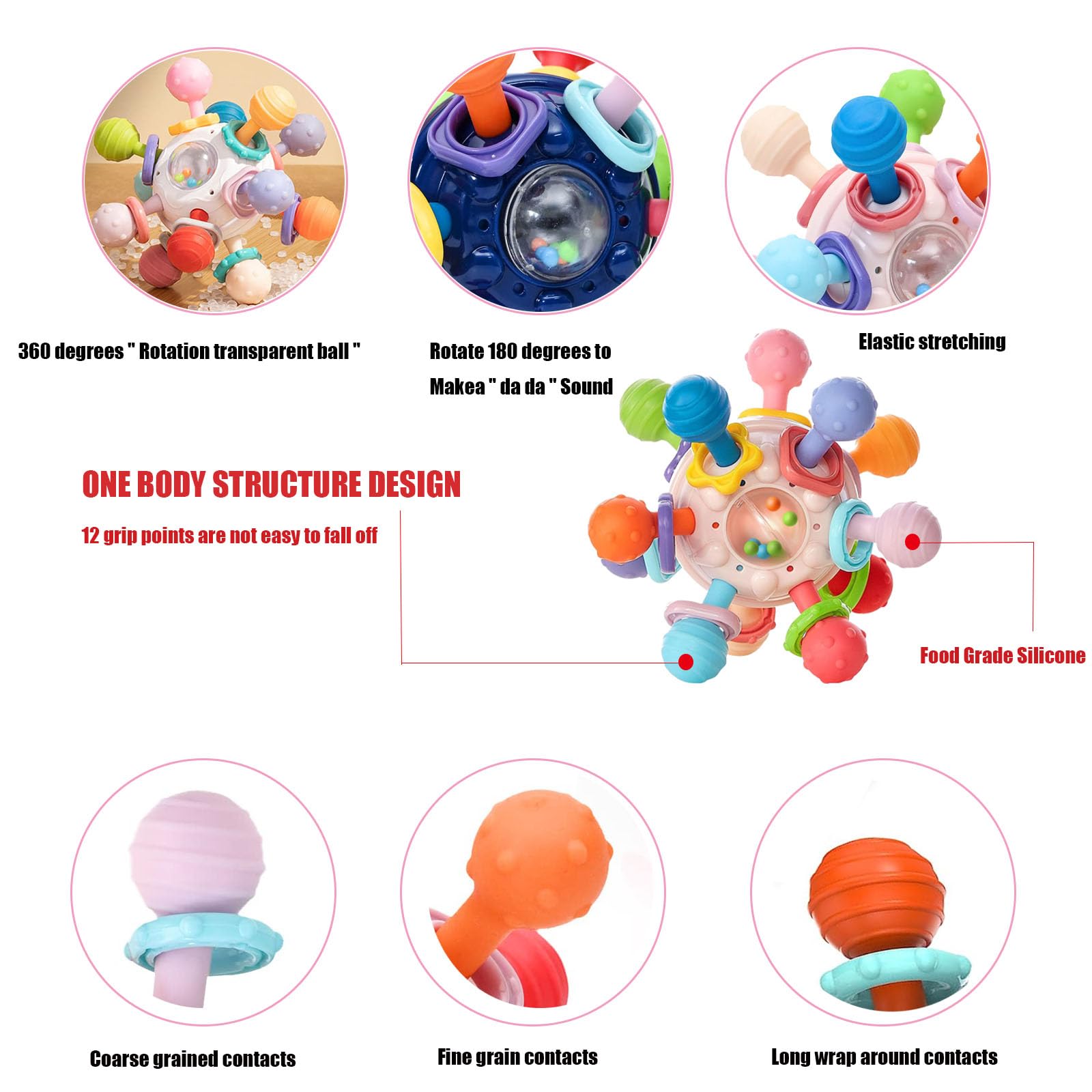 Baby Teething Toys 0-12 Months - Montessori Sensory Rattle for Infants | Perfect for Soothing Gums & Early Learning