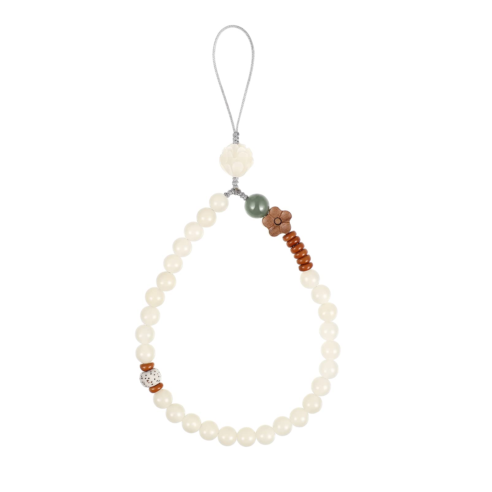 Buddha Beads Phone Wrist Strap - Adjustable Lanyard Keychain with Chinese Style Pendant for Smartphones - Random Floral Colors - Perfect for Yoga, Meditation & Daily Phone Security