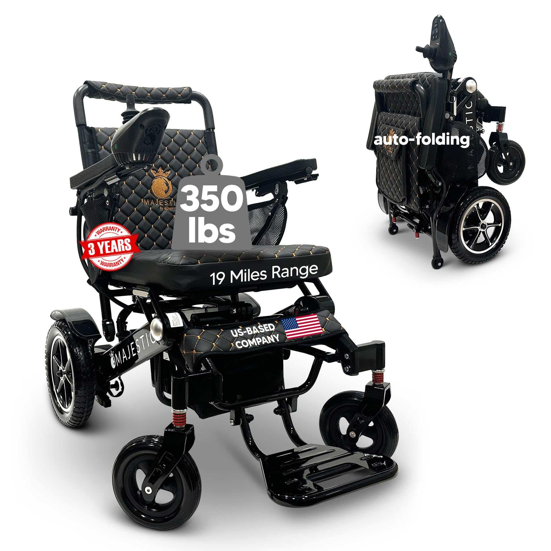 Majestic IQ-7000 Auto Folding Electric Wheelchair for Adults - Lightweight Mobility Scooter with 19 Miles Range - Compact Power Chair for Seniors & Disabled - Perfect for Indoor/Outdoor Use, Travel & Daily Activities
