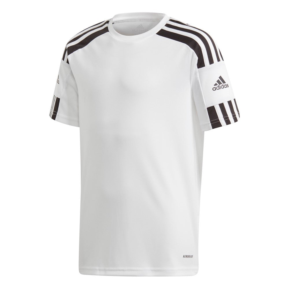 Adidas Youth Squadra 21 Soccer Jersey - White - Breathable Performance Shirt for Kids & Teens - Perfect for Training, Matches & Team Sports