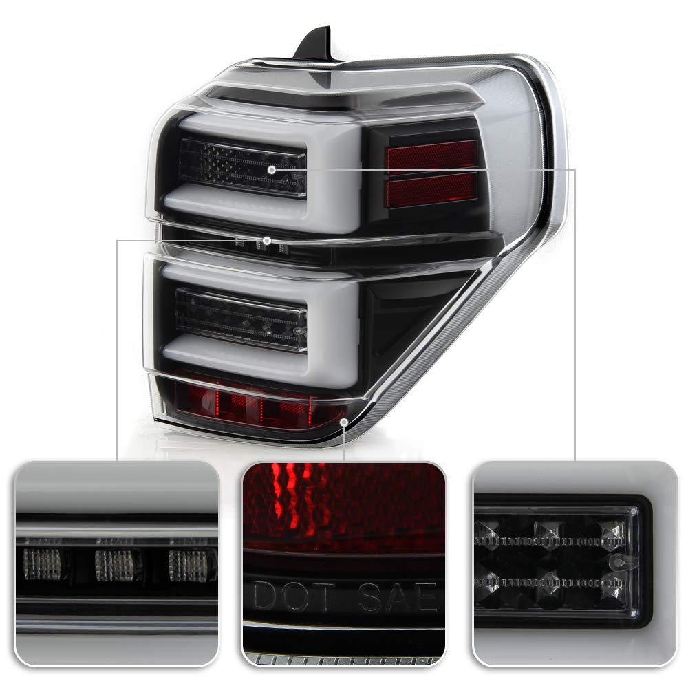 ACANII LED Tail Lights for 2010-2020 Toyota 4Runner - Black Housing Full LED Tube with Sequential Turn Signals (Pair) | Upgrade Your SUV's Style & Safety for Night Driving & Off-Road Adventures