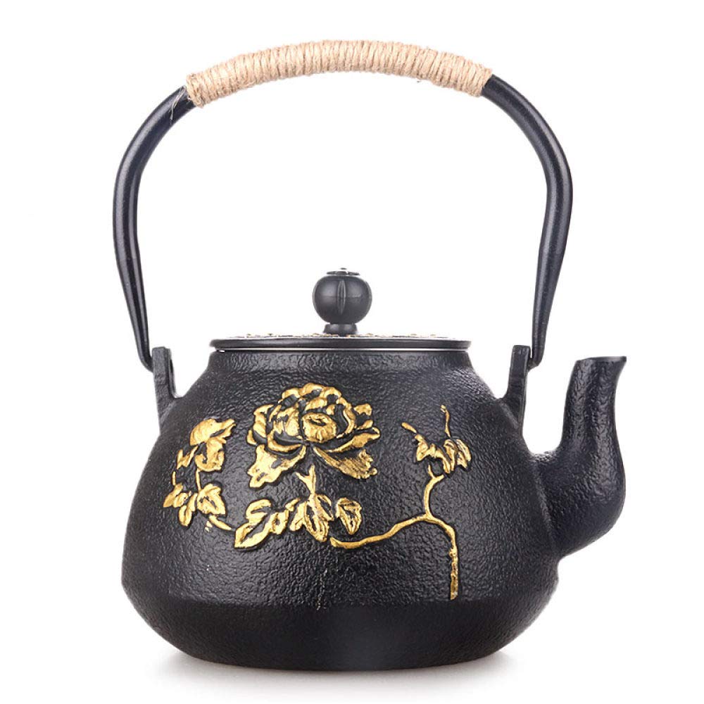 Premium Cast Iron Japanese Tea Kettle 1.2L - Authentic Kungfu Teapot for Boiling Water, Double Handle Design - Perfect for Home, Kitchen, Restaurant & Office Use - Ideal for Tea Ceremonies, Daily Brewing & Gift Giving