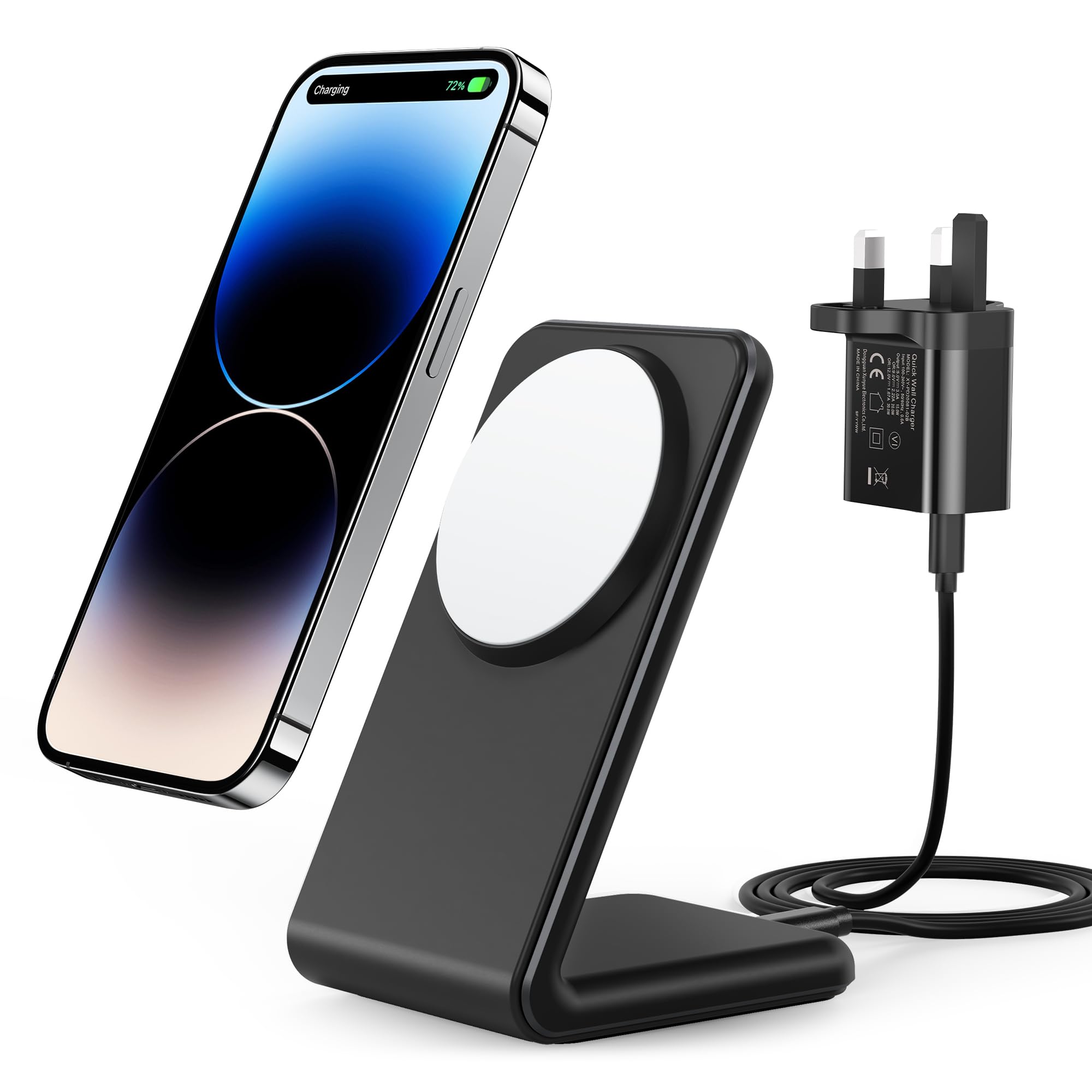 Meifigno Magnetic Wireless Charger - 15W Fast Charging Pad with PD 20W USB-C Adapter & Cable | Compatible with iPhone 16/15/14/13/12 Pro Max/Plus/Mini | Perfect for Home, Office & Car Use | Black
