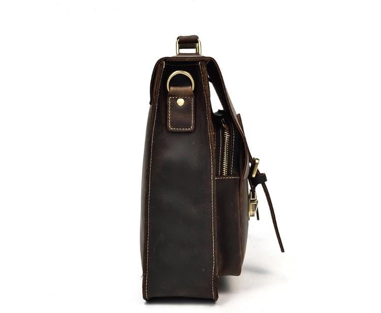 Premium Genuine Leather Messenger Bag for Men - Stylish Brown Satchel Briefcase for Work, Travel & Business (Ideal for Office, Commuting & Daily Use)