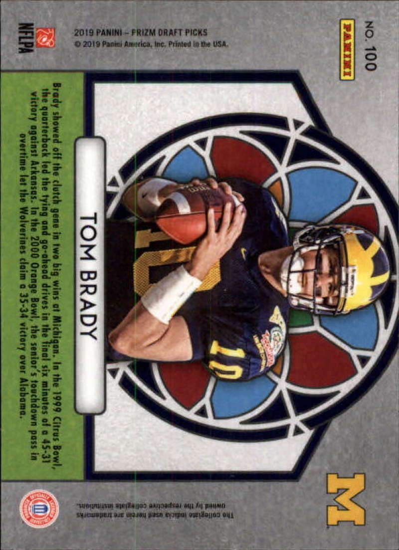2019 Panini Prizm Draft Picks #100 Tom Brady Michigan Wolverines Football Trading Card - Perfect for Collectors, Sports Memorabilia Enthusiasts & NFL Fans Display
