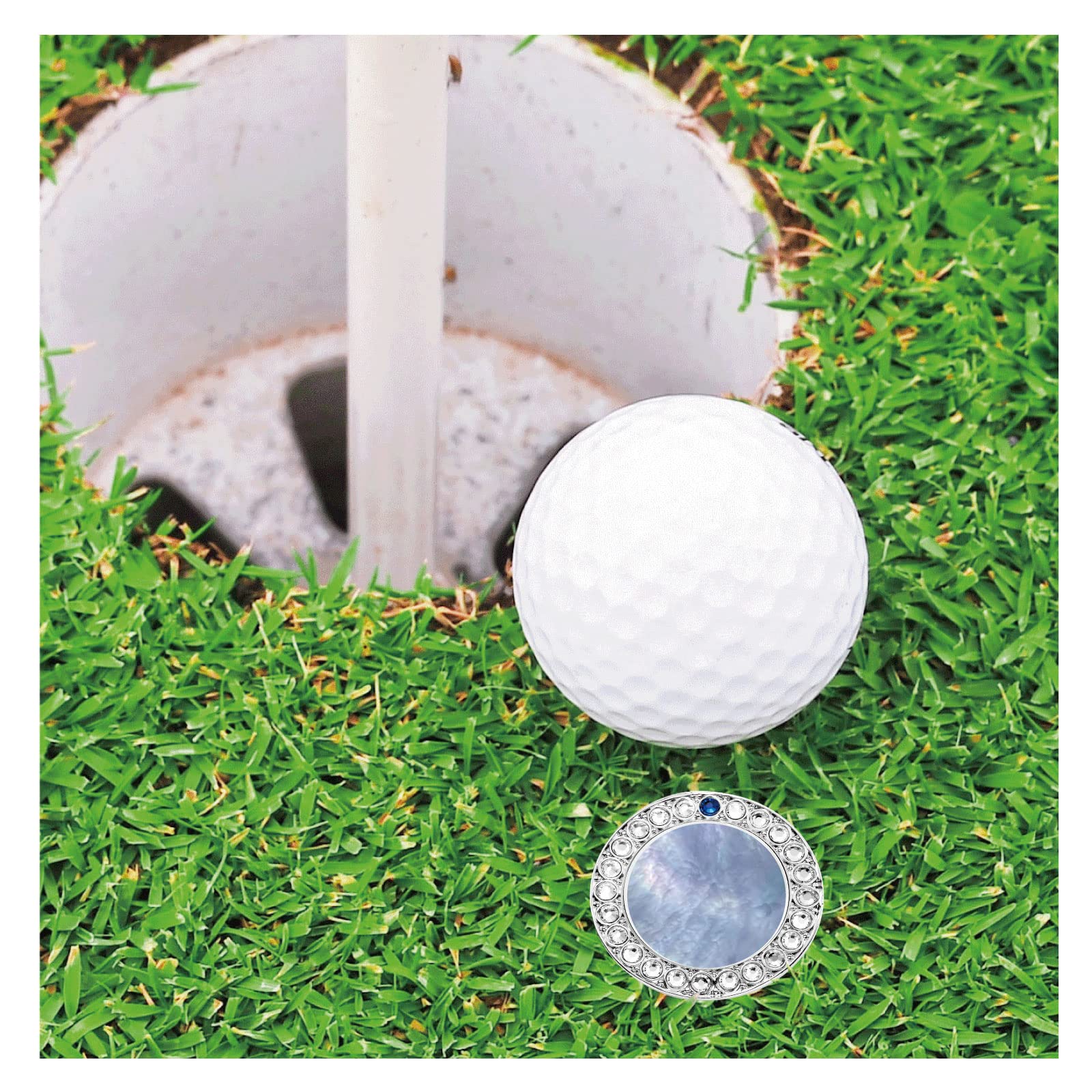 Pearl Crystal Golf Ball Marker Hat Clip - Premium Golf Accessories for Women, Ideal Golf Gifts & Tournament Prizes | Perfect for Golf Course, Driving Range & Outdoor Sports