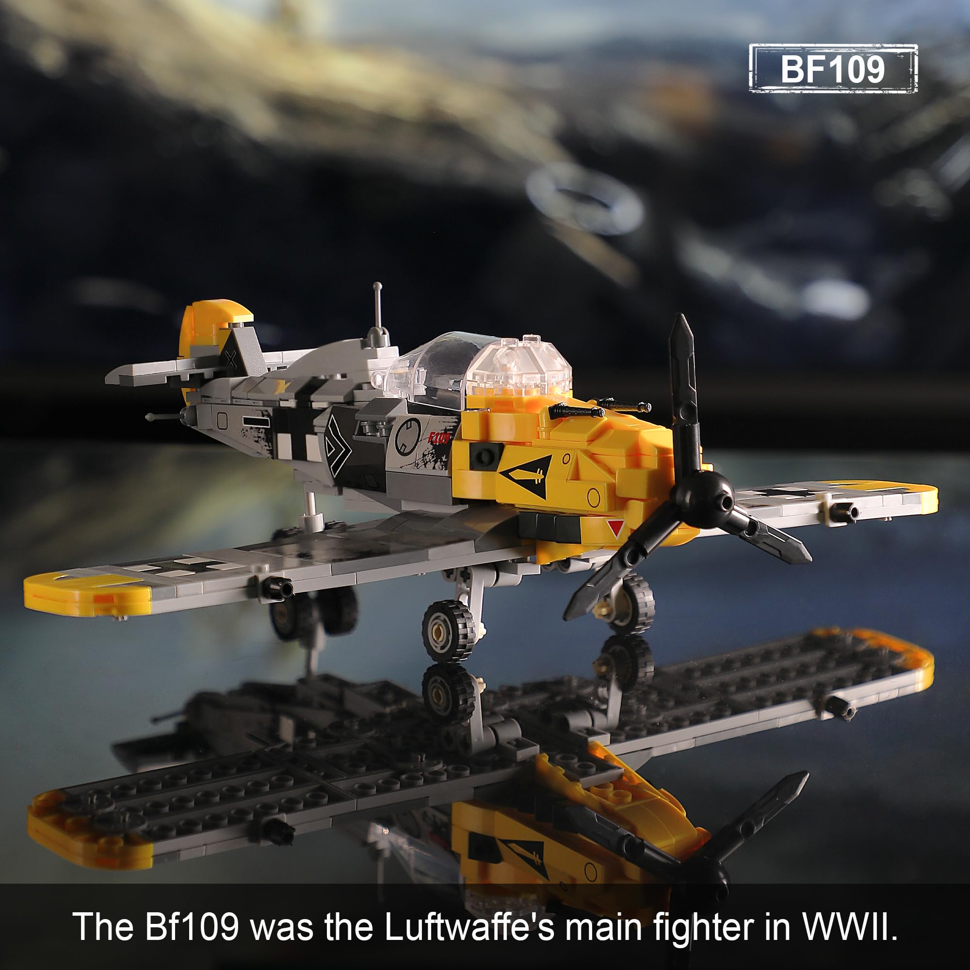WW2 Military Building Toys - Compatible with Lego, Build BF109 Fighter Jet & Karl Giant Mortar Tank - WWII Army Airplane Model Kit for Boys Age 8-12 | Perfect for History Lessons, War Reenactments & STEM Learning